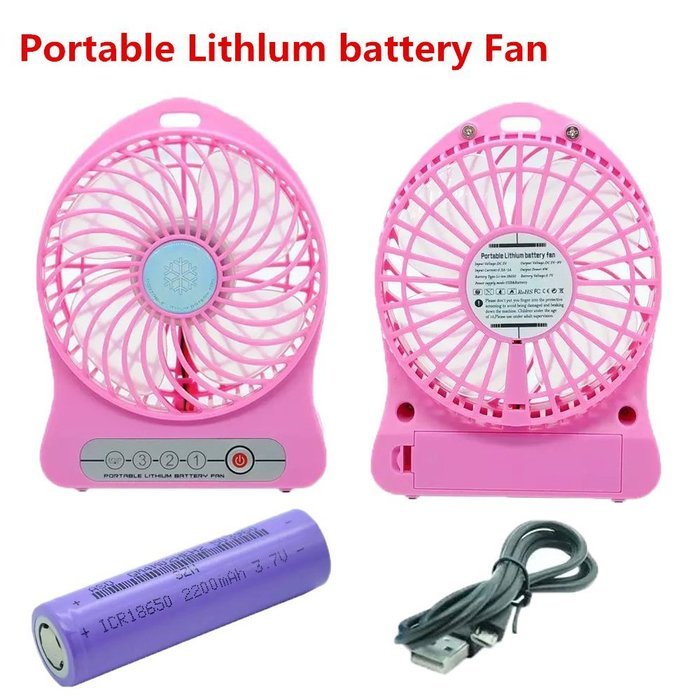 Welltop&reg; Electric Portable Mini fan Rechargeable Desktop Fan 4-inch Vanes 3 Speeds Battery/ USB Powered Household... N4