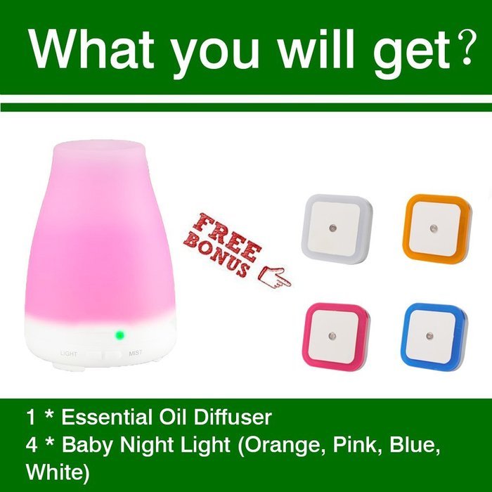 100ml Aromatherapy Essential Oil Diffuser - Portable Cool Mist Ultrasonic Humidifier with 7 Color Changing LED... N3
