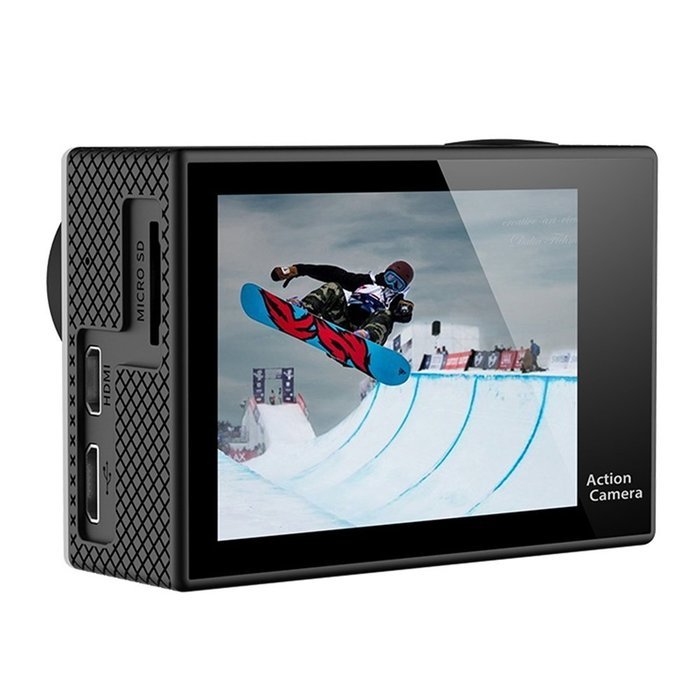 Eken H3R Wifi Action Camera (Black) + 4K25/1080p60 + Dual Screen + 2.4G Remote + Selfie Stick + Charging Dock
