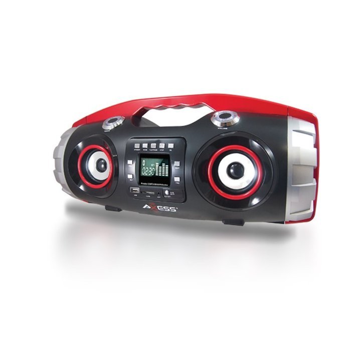 AXESS PBBT2709BL Portable Bluetooth FM Radio/CD/MP3/USB/SD Heavy Bass Boombox (Blue)