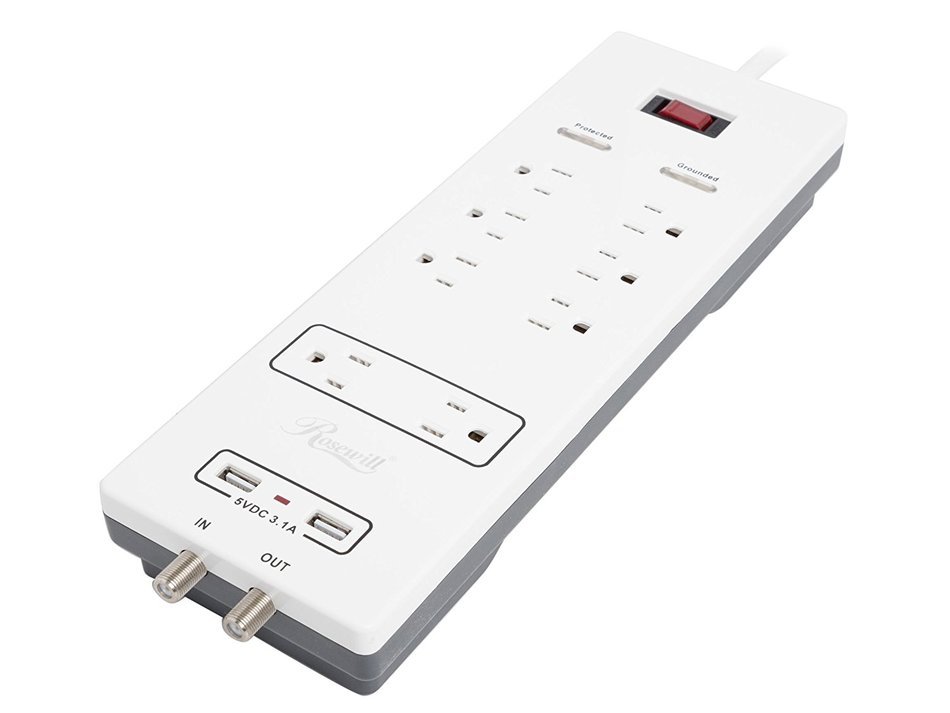 Rosewill RHSP-15001 8-Outlet Surge Protector, Fireproof 2300 Joules Power Surge Protection with 6-Foot Cord and...