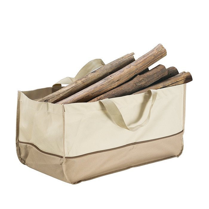 Villacera Extra Large Log Tote Bag, Beige and Brown