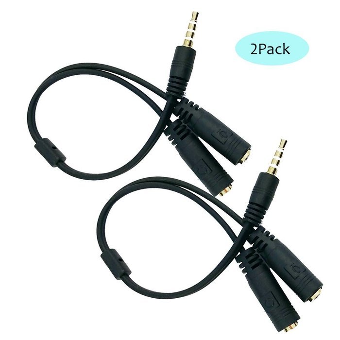 Seadream 2Pack Headset Adapter for Headsets with Separate Headphone / Microphone Plugs - 3.5mm 4 position to 2x... N2