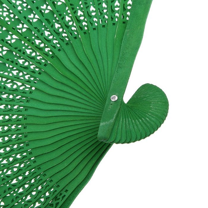 Vintage Wood Hollow Carved Hand Fan Foldable Fan - Green N2