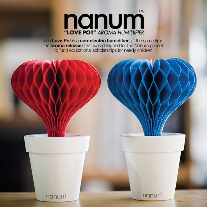 [NANUM] Non-Electric Eco-Friendly Felt Natural Evaporation Lovepot Heart Humidifiers, Aromatic, Easy to Clean,... N2