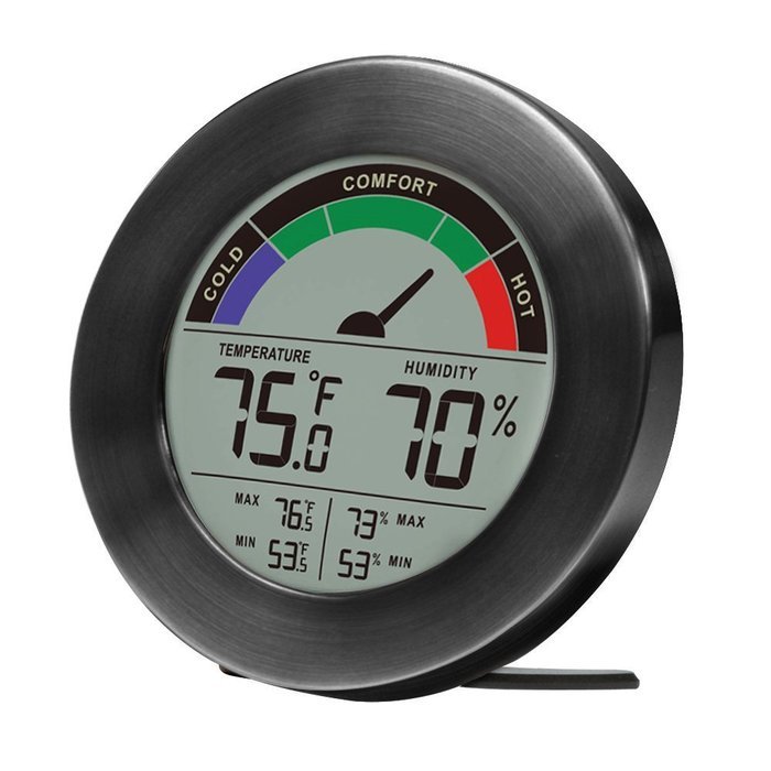 Thermometer & Hygrometer Weather Station with Color Comfort Meter in Metal Casing (BRONZE) N13
