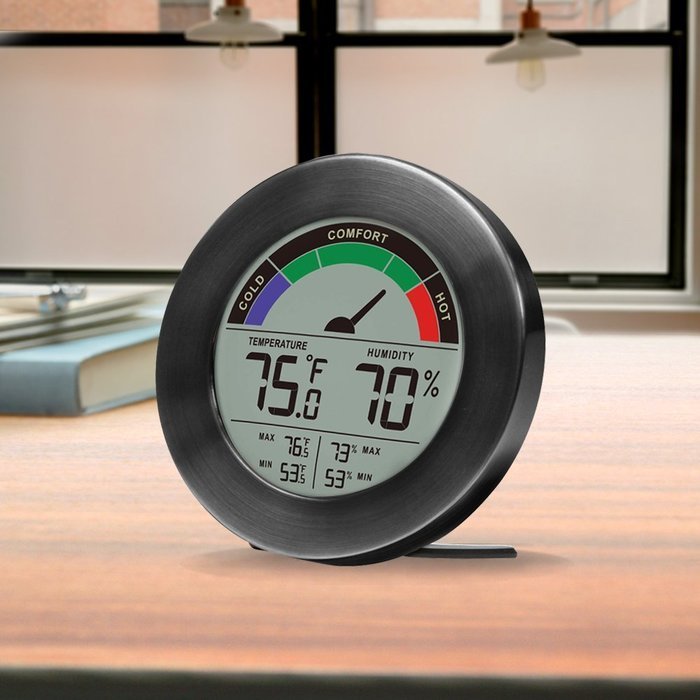 Thermometer & Hygrometer Weather Station with Color Comfort Meter in Metal Casing (BRONZE) N15