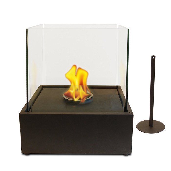 Pacific Decor Rectangular Metal Table Fireplace, Black