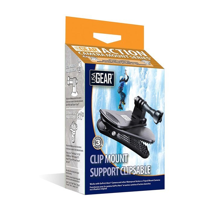 USA Gear Action Camera Clip Mount with Injection Molded Durable Plastic , 360 Degree Rotating Head & J-Hook &... N2