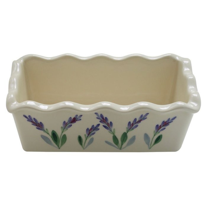 Large Ceramic Casserole Baker and Oven to Table 1 1/2 Quart Deep Serving Dish with Decorative Hand Painted Lavender... N23