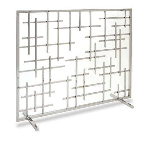 Pilgrim Home and Hearth 18267 Contemporary Fireplace Summer Screen, Polished Nickel