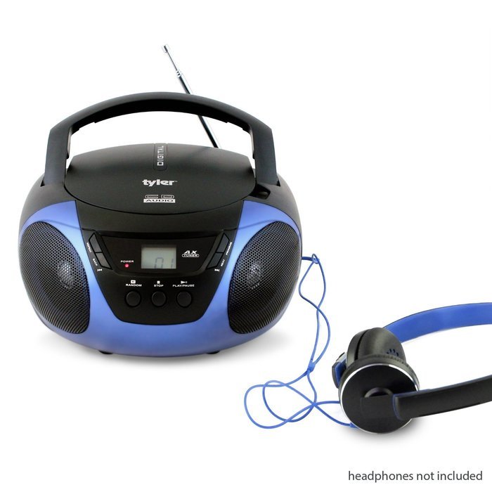 Tyler Portable Sport Stereo CD Player TAU101-BL with AM/FM Radio and Aux & Headphone Jack Line-In (Blue) N4