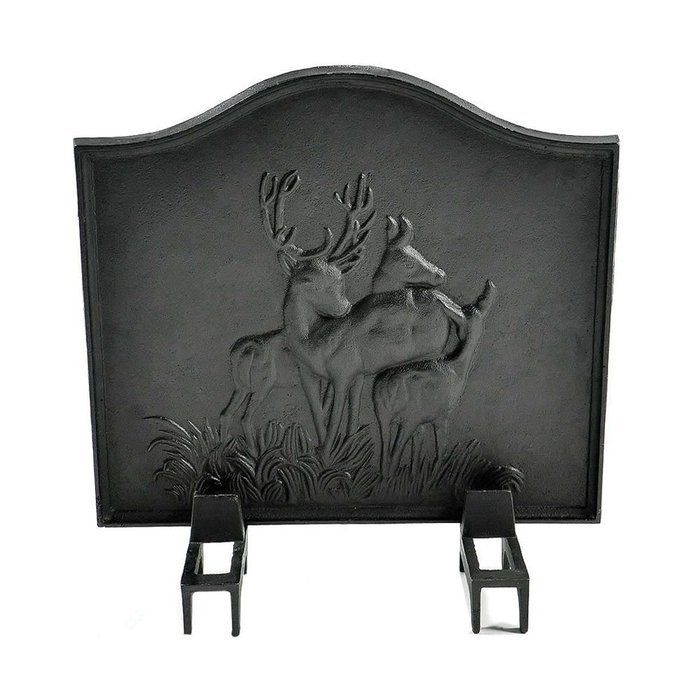 Woodeze Home Indoor Outdoor Antique Style Decorative Cast Iron Fireback - Deer 22" H x 24" W N3