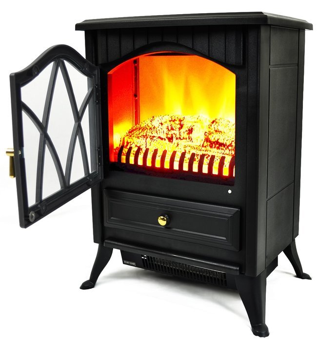 AKDY 16" Retro-Style Floor Freestanding Vintage Electric Stove Heater Fireplace AK-ND-18D2P (Pure White) N14