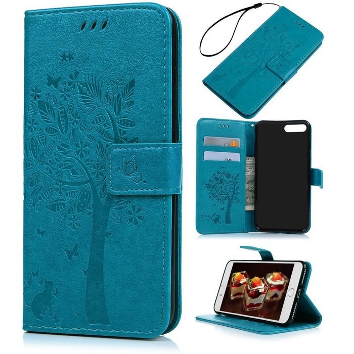 iPhone 7 Plus Case (5.5 inch) - Wallet Flip Folio Stand Case Embossed Flower Tree PU Leather Case Shockproof Soft... N47