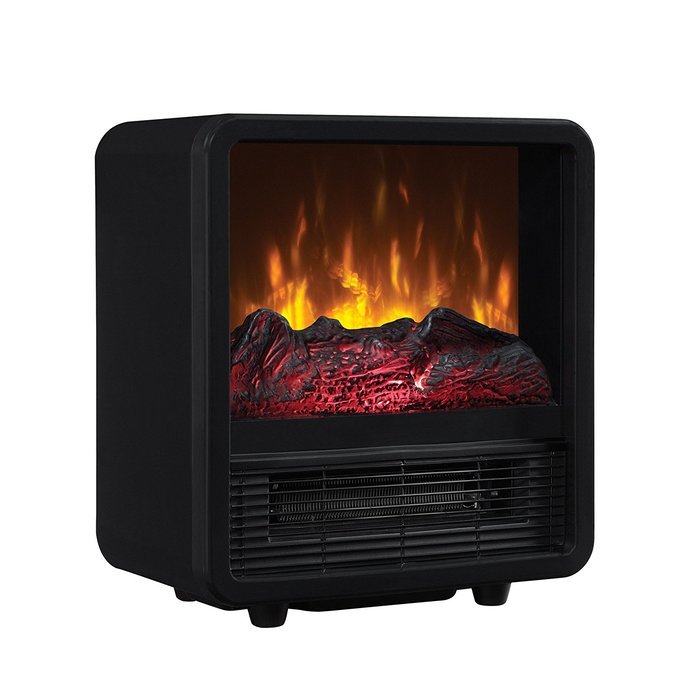 Twin-Star Home CFS-300-BLK Portable Electric Personal Space Heater Cube with Electric Fireplace, Black