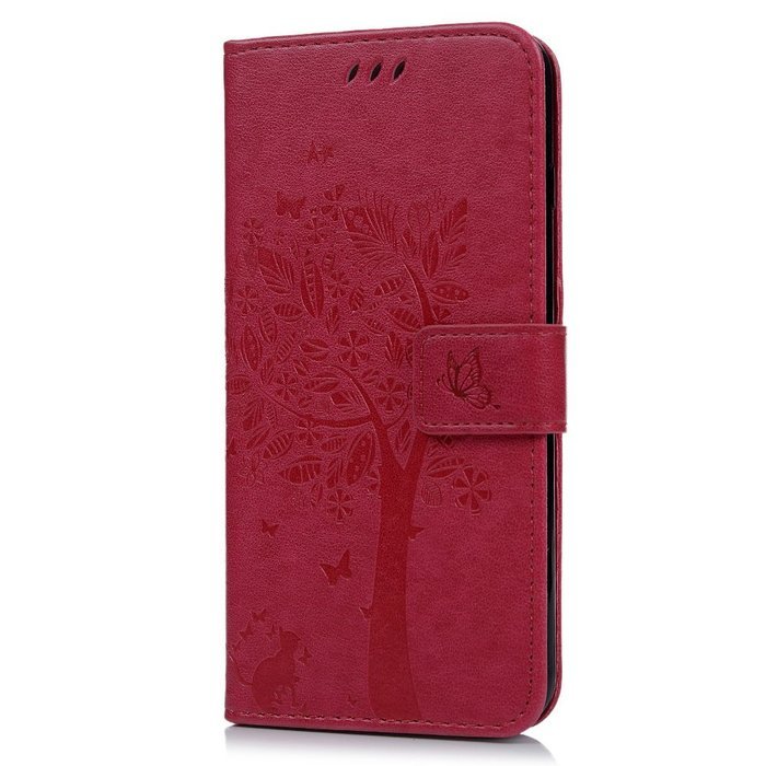 iPhone 7 Plus Case (5.5 inch) - Wallet Flip Folio Stand Case Embossed Flower Tree PU Leather Case Shockproof Soft... N50