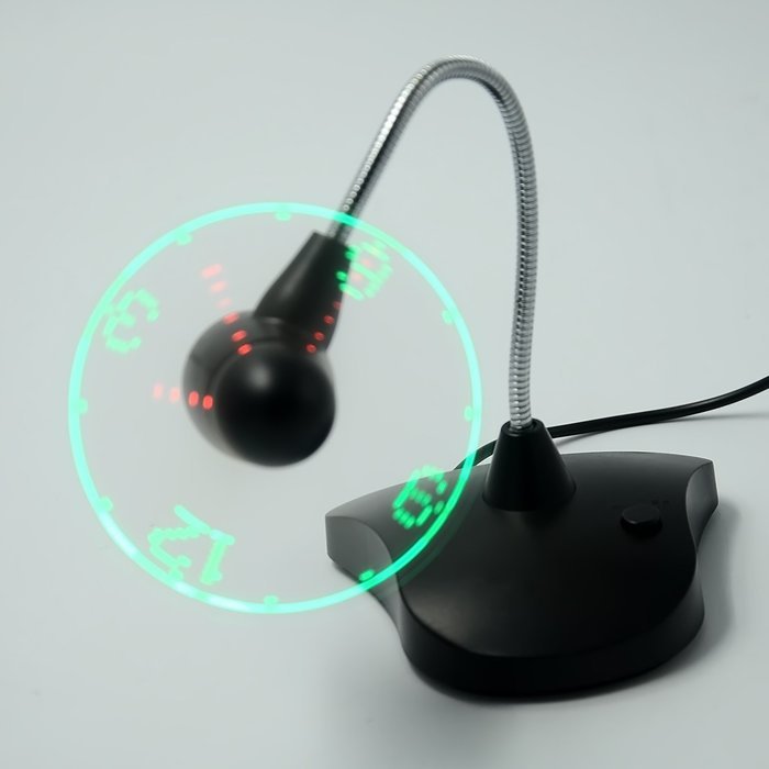 Portable Flexible Neck USB Fan with LED Clock Display Cooling Office Desk Table Electric Clock Fan with Stand... N5