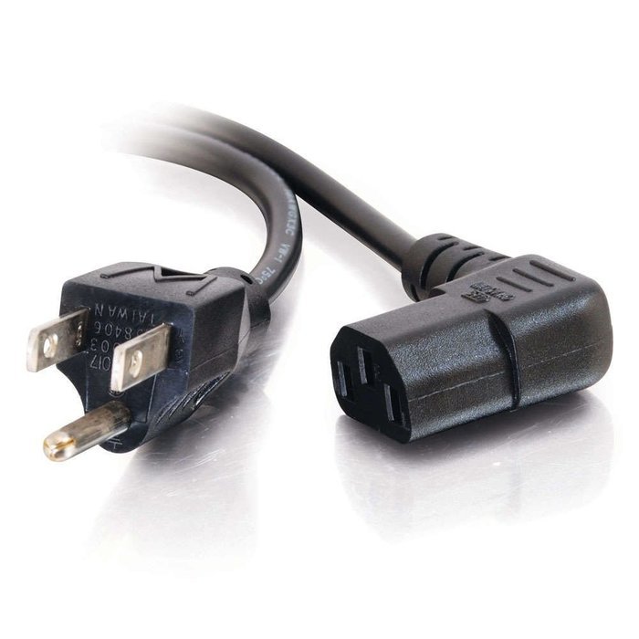 C2G / Cables To Go 53409 18 AWG Universal Right Angle Power Cord, Black (12 Feet/3.65 Meters)