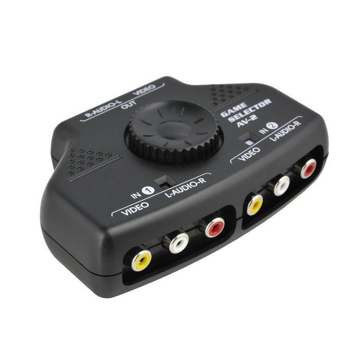 Optimal Shop- 2 Way Audio Video AV RCA Switch Game Selector Box Splitter Black