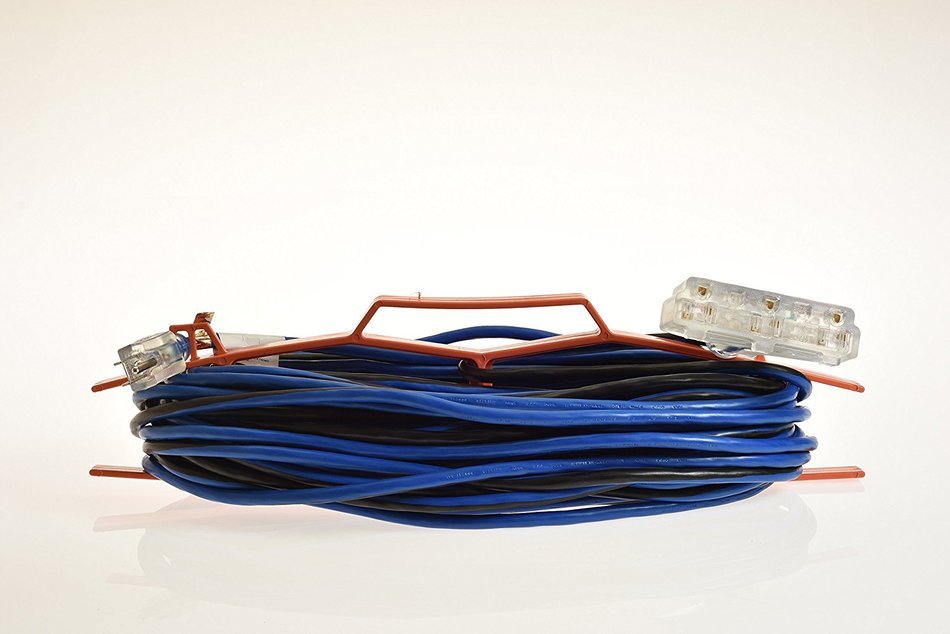 16/3 Gauge Extra Long 3 Prong Extension Cord with Portable Wire Rack - 100 Feet Electrical Appliance Regular Daily... N2