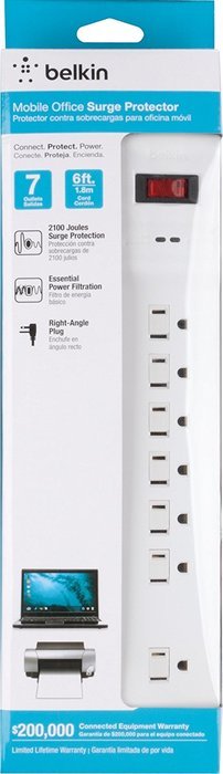 Belkin 8-Outlet Power Strip Surge Protector with 6-Foot Power Cord and Telephone Protection, 3500 Joules (BSQ800bg06...