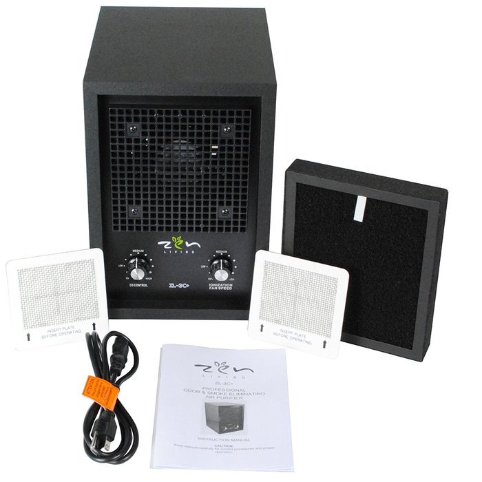Zen Living ZL-3C+ Ionic Air Purifier For Smokers With Oversized Carbon Filter, Dual Plate Ozone Generator, & Ionizer N6
