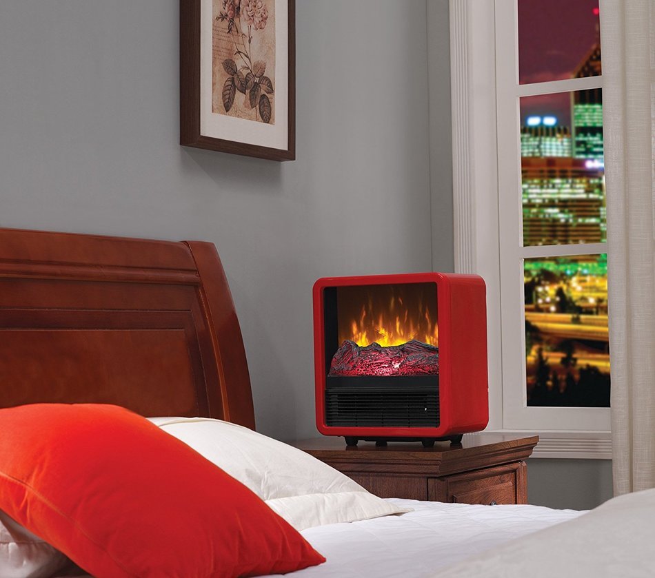 Twin-Star Home CFS-300-BLK Portable Electric Personal Space Heater Cube with Electric Fireplace, Black N3