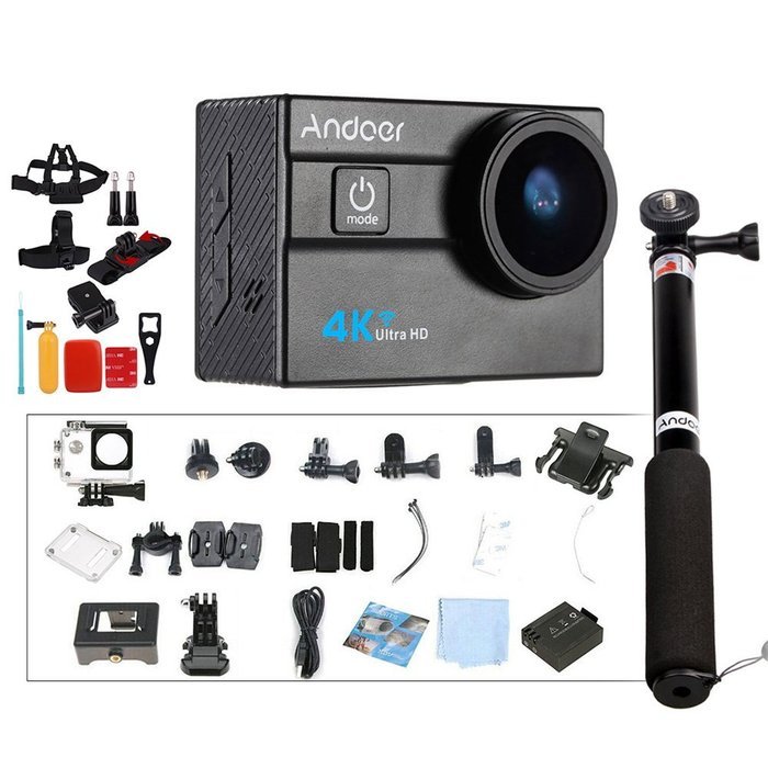 Andoer 2.0" LCD 4K WiFi Ultra HD Action Sports Camera 16MP 25FPS 1080P 60FPS 4X Zoom 25mm 173 Degree with 8in1... N2