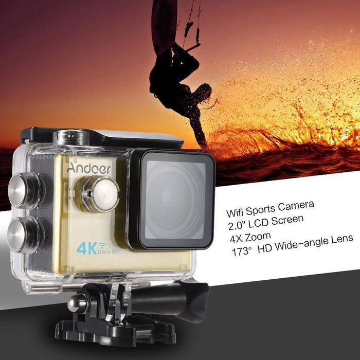 Andoer 2.0" LCD 4K WiFi Ultra HD Action Sports Camera 16MP 25FPS 1080P 60FPS 4X Zoom 25mm 173 Degree with 8in1... N3