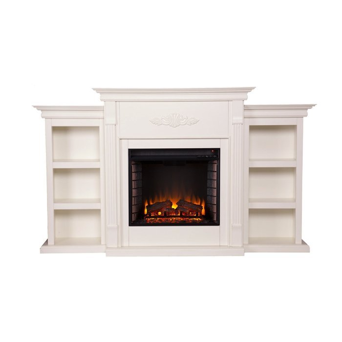 Tennyson Electric Fireplace w/ Bookcases - Ivory N29
