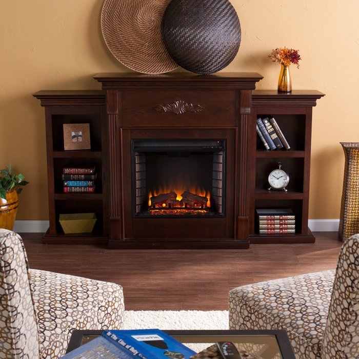 Tennyson Electric Fireplace w/ Bookcases - Ivory N31