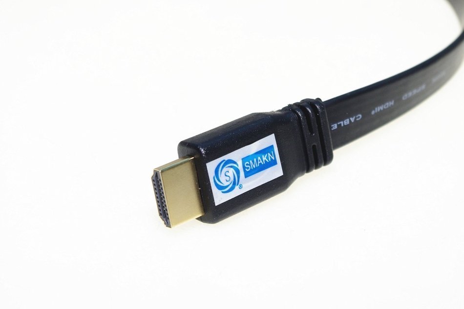 SMAKN&reg; 0.3m Very Short Flat HDMI V1.4 Cable High Speed + Ethernet Gold 3d HD HDTV Lead