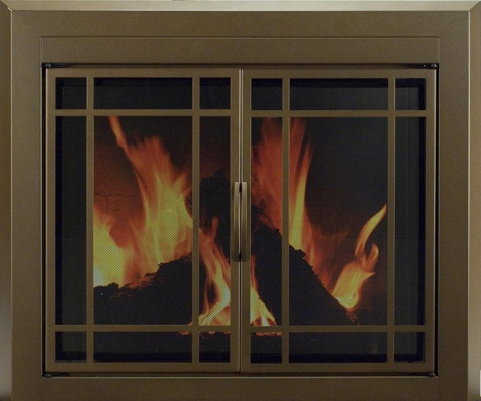 Pleasant Hearth EN-5500 Pleasant Hearth Enfield Glass Firescreen, Small, Burnished Bronze N3