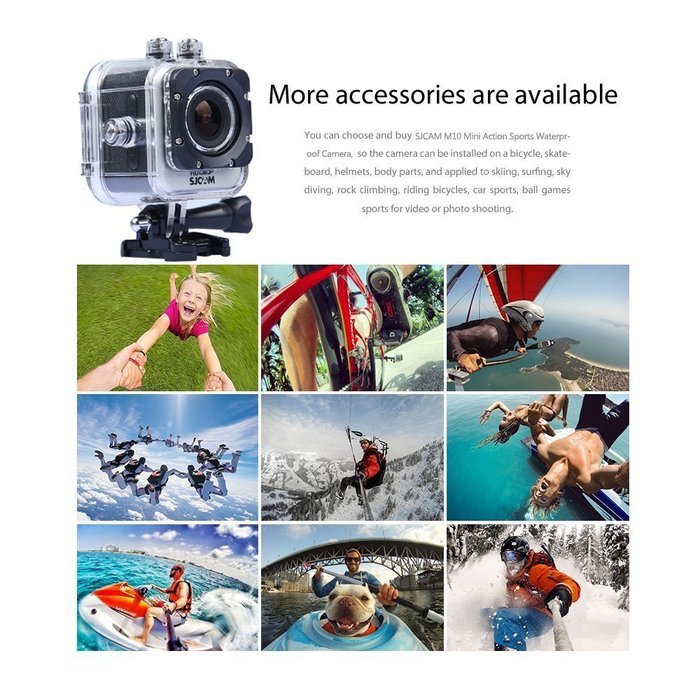SJCAM 12mp 1080p 1.5 Inch LCD Display 170&deg;a+ Hd Wide-angle Sports Helmet Camera - Silver