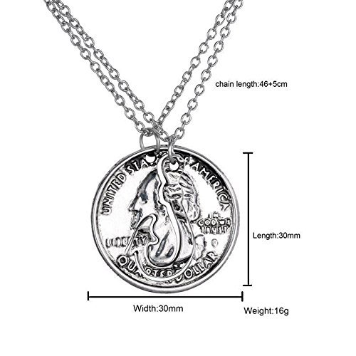 Jewelry 2PC Franklin Half Dollar Pair hook Coin Retro Necklace Pendant Charm Men N4