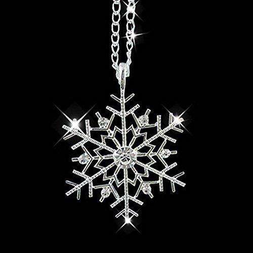 New Fashion Silver Frozen Snowflake Crystal Necklace Pendant Chain Xmas Gift N7
