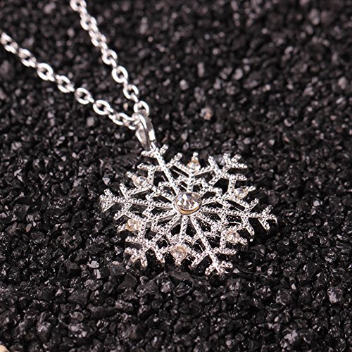 New Fashion Silver Frozen Snowflake Crystal Necklace Pendant Chain Xmas Gift N8