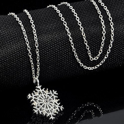 New Fashion Silver Frozen Snowflake Crystal Necklace Pendant Chain Xmas Gift N9