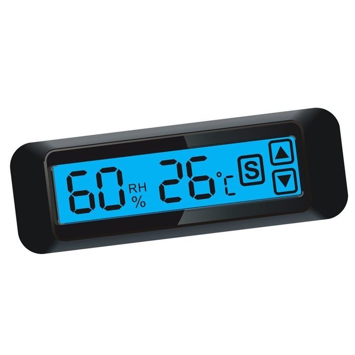 MIEO Round Digital Hygrometer Thermometer for Humidor HH654 with Clock N19