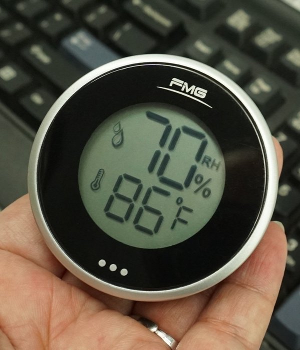 MIEO Round Digital Hygrometer Thermometer for Humidor HH654 with Clock N20