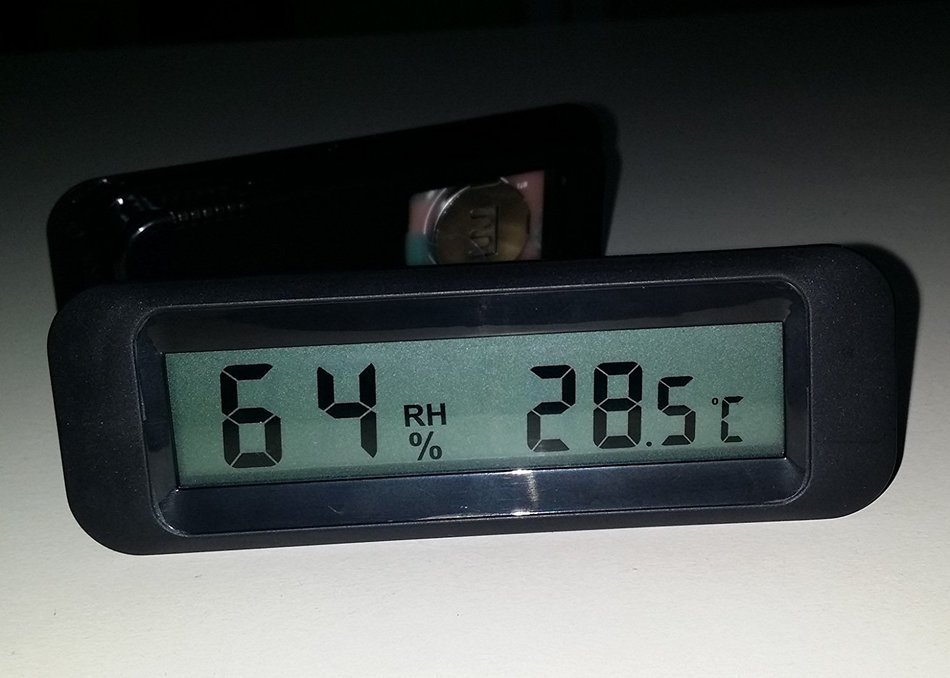 MIEO Round Digital Hygrometer Thermometer for Humidor HH654 with Clock N22