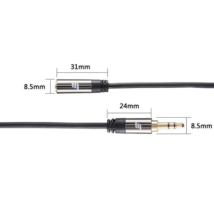Sinseader Two Pack 6.6ft Gold Plated 3.5mm Stereo Audio Male to Female Extension Cable (KST02MF-6.6FT2)