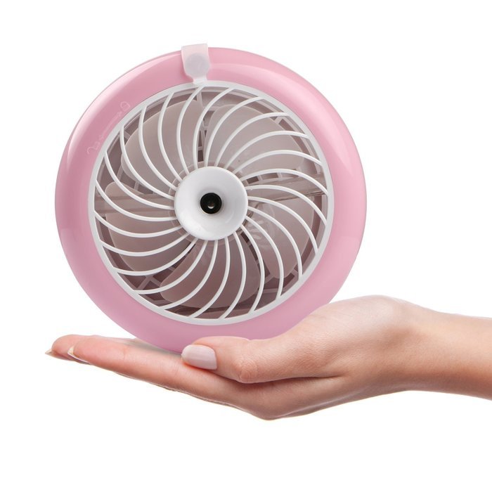 Pojazia Mini USB Output Electric Fan Rechargeable Humidifier Misting Fan (Pink) N5