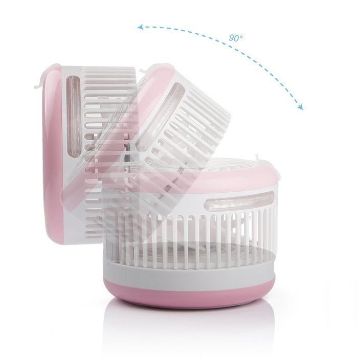 Pojazia Mini USB Output Electric Fan Rechargeable Humidifier Misting Fan (Pink) N7
