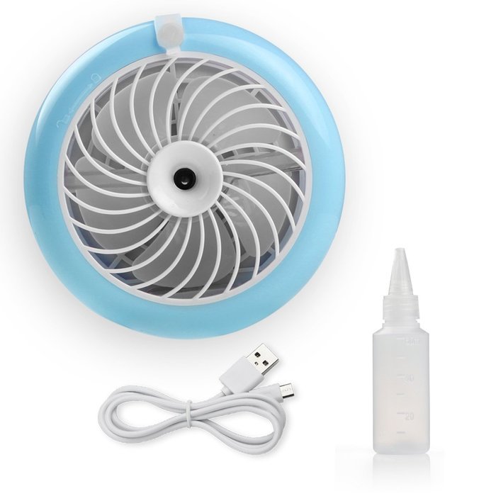 Pojazia Mini USB Output Electric Fan Rechargeable Humidifier Misting Fan (Pink) N9