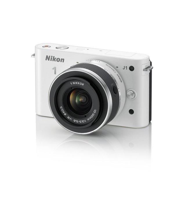 Nikon 1 J1 10.1 MP HD Digital Camera System with 10-30mm VR 1 NIKKOR Lens, 8 GB SD Card, and Case (White) N11