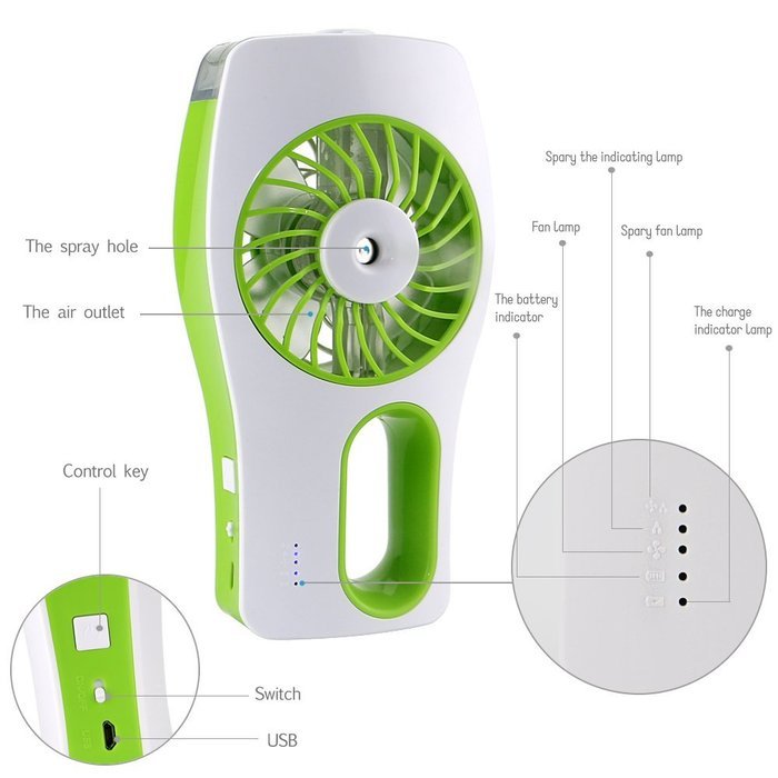iEGrow Handheld USB Mini Misting Fan with Personal Cooling Humidifier(Pink) N8
