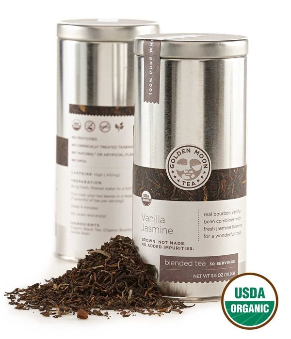 Golden Moon Tea - Madagascar Vanilla Tea - Organic - Loose Leaf - Non GMO - 2.5oz Tin - 30 Servings N29