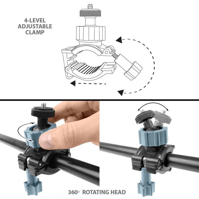 Action Camera Ski Pole Mount with 2 MicroFiber Cloths by USA Gear - Works With GoPro Hero4 , Ion Air Pro 3 , Drift... N4